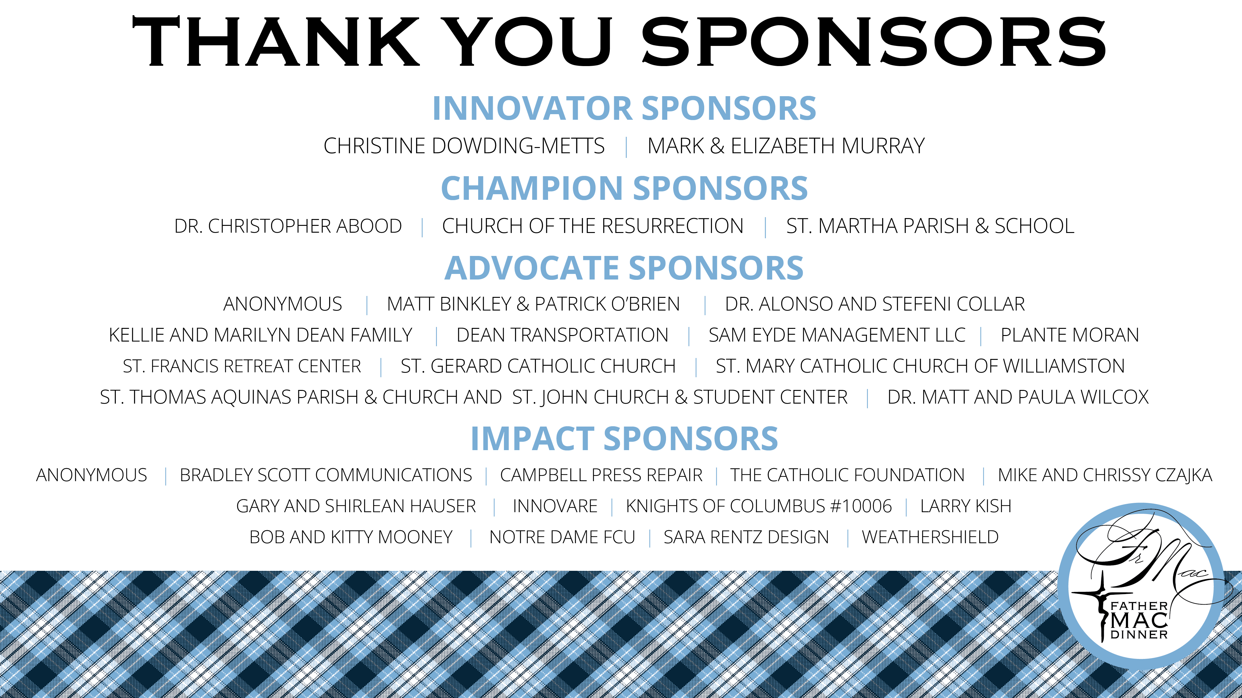 Thank you to our amazing and generous sponsors