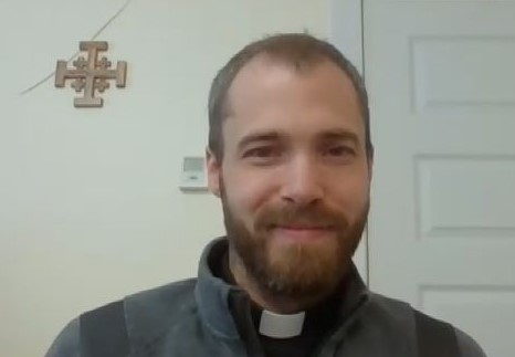 Fr Brian Lenz on a video podcast during COVID