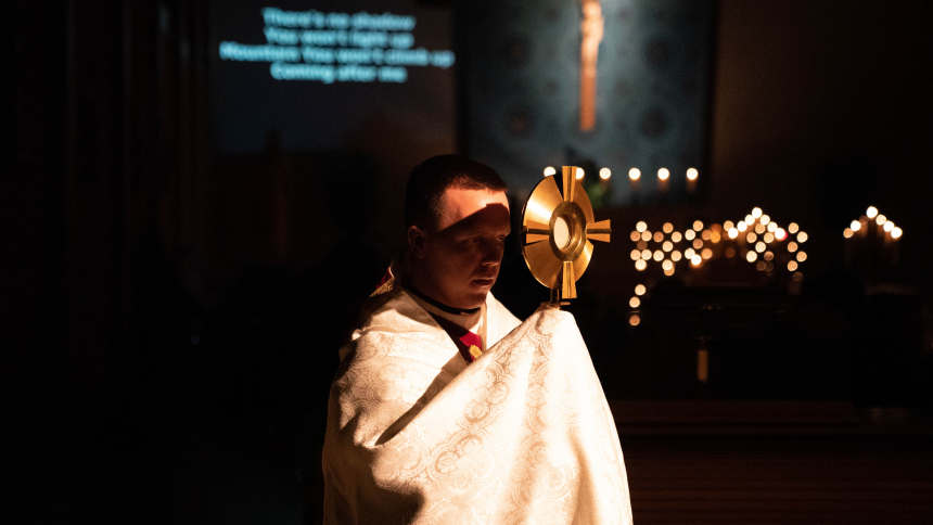 Fr. Joe with the Blessed Sacrament 