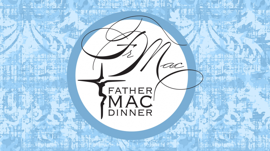 Fr. Mac Logo with Damask Pattern